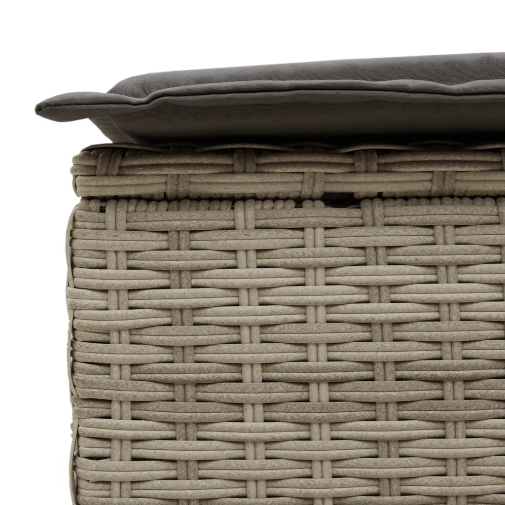Lettino Prendisole Doppio con Cuscini Grigio Chiaro Polyrattan 368633