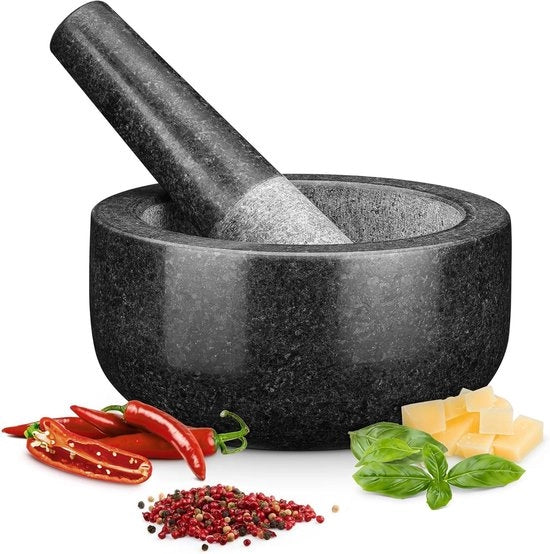 Stampatore e tritacarne - Granito massiccio - Ideale per tritare erbe - 2 pezzi