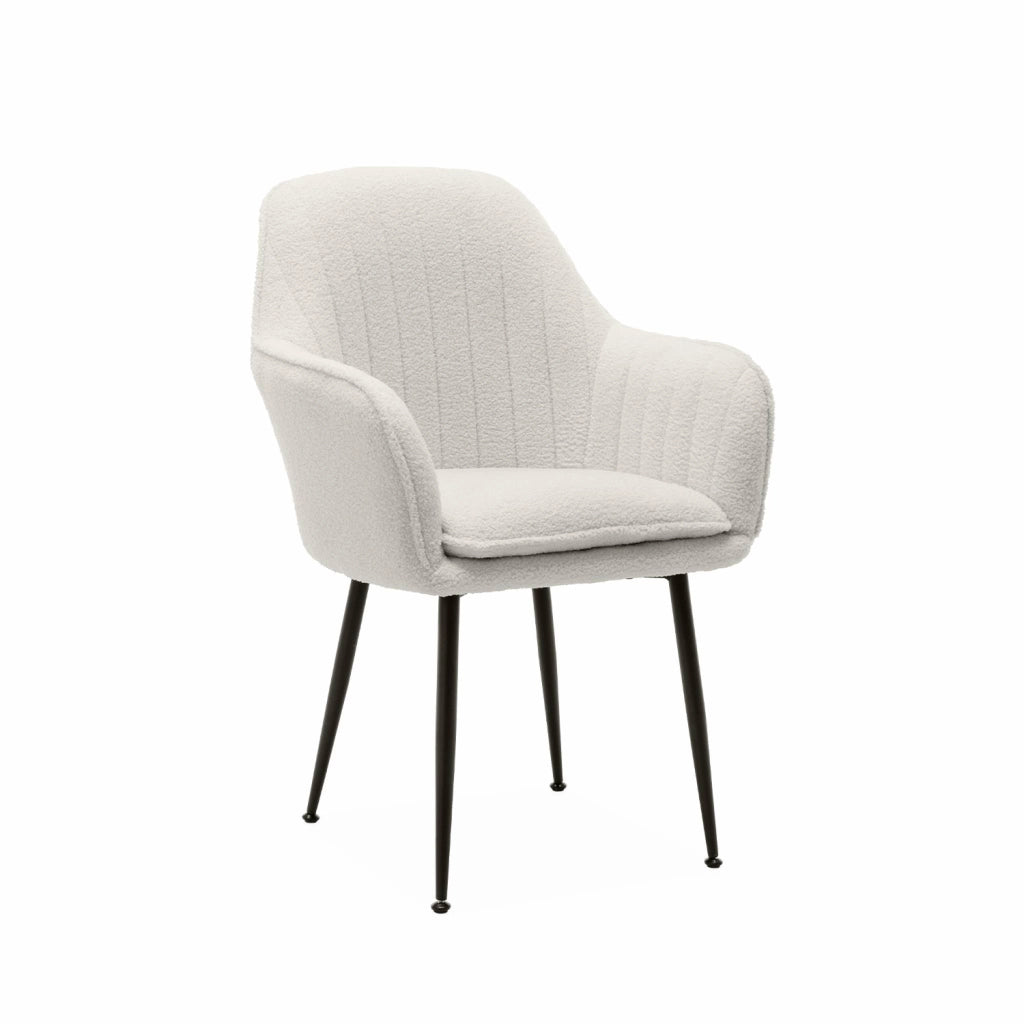 Poltrona in tessuto bouclé con gambe in metallo, bouclé bianco