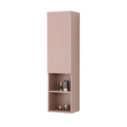 Colonna bagno sospesa rosa 30x115 cm con quattro mensole e anta soft-close Nuvola