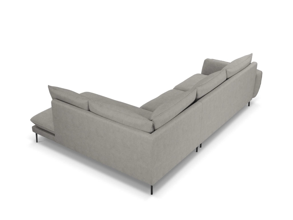 Cosmopolitan Design - Divano angolare destro "Vienna" 6 posti in tessuto strutturato grigio chiaro 