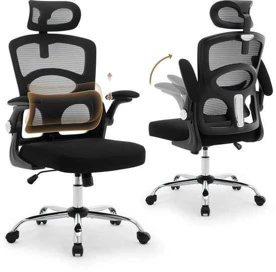 Sedia Ergonomica con Struttura a Maglia - Rotazione 360° - Regolazione della Spalla - Supporto Lombo - Materiale a Maglia