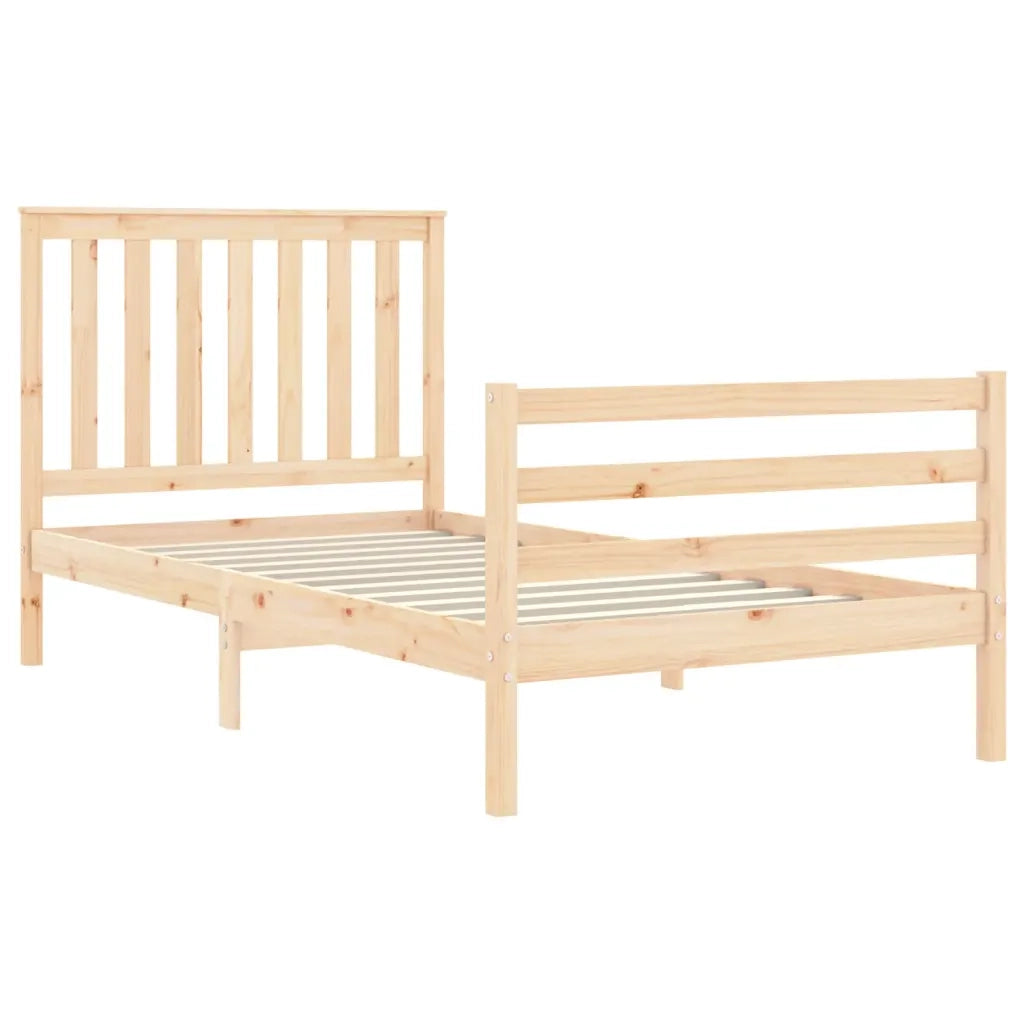 Letto singolo | Letto per adulti | Giroletto con Testiera 100x200 cm in Legno Massello