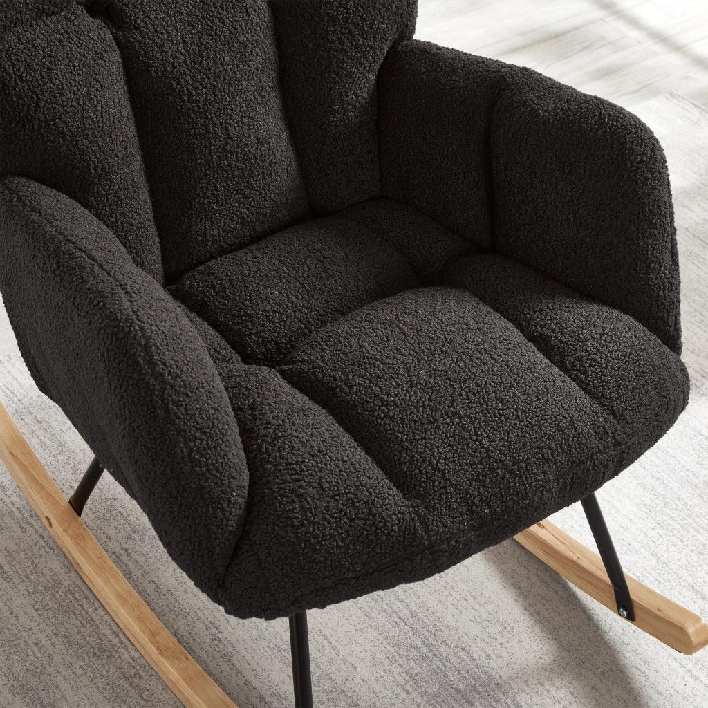 Poltrona a Dondolo ¨C MINIMAL ¨C Legno e Metallo, Design Scandinavo, 69x89x101 cm