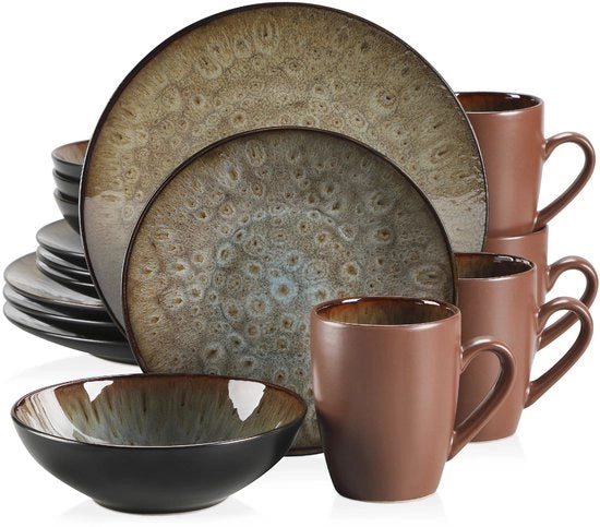 Servizio - Set di servizio - 16 pezzi - Ceramica vintage - Comprende tavola da pranzo/dolce - Piede - Tazze da caffè - Moka