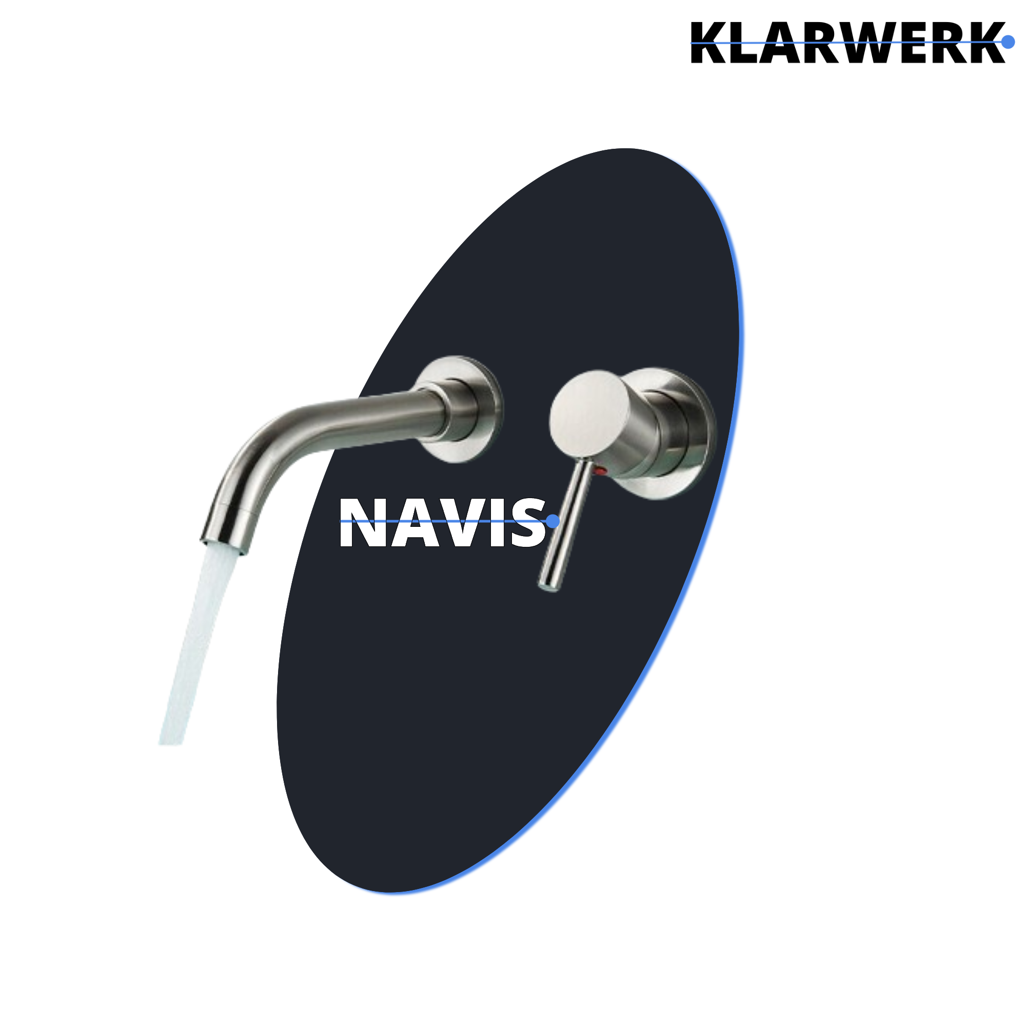 NAVIS | Rubinetto da bagno montaggio a parete in 2 parti argento|miscelatore semplice in acciaio inox  montaggio a parete per lavabo per hotel