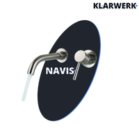 NAVIS | Rubinetto da bagno montaggio a parete in 2 parti argento|miscelatore semplice in acciaio inox  montaggio a parete per lavabo per hotel