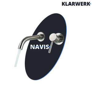 NAVIS | Rubinetto da bagno montaggio a parete in 2 parti argento|miscelatore semplice in acciaio inox  montaggio a parete per lavabo per hotel