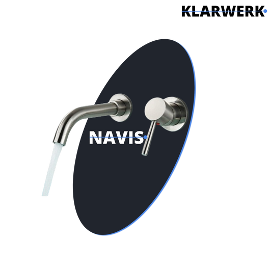 NAVIS | Rubinetto da bagno montaggio a parete in 2 parti argento|miscelatore semplice in acciaio inox  montaggio a parete per lavabo per hotel