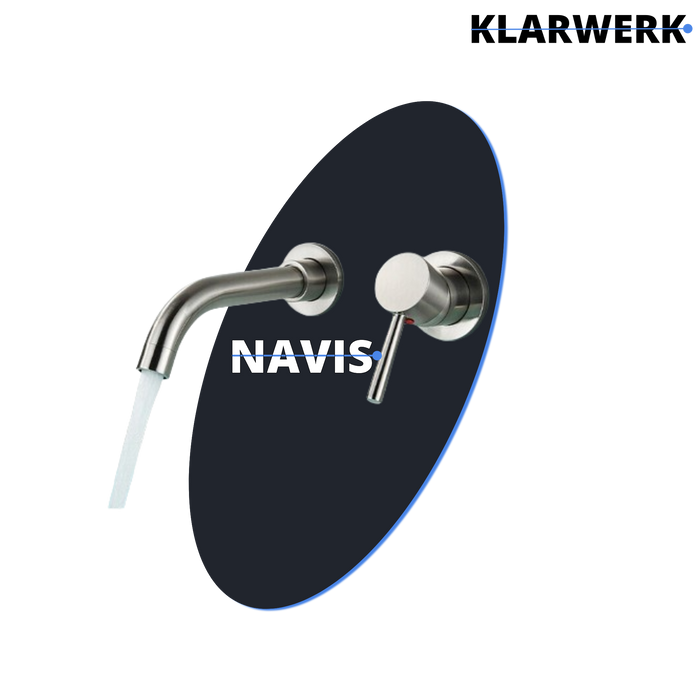 NAVIS | Rubinetto da bagno montaggio a parete in 2 parti argento|miscelatore semplice in acciaio inox  montaggio a parete per lavabo per hotel