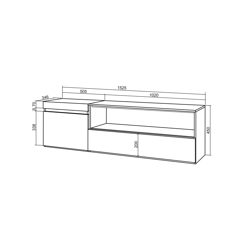 Mobile TV Soggiorno, 150x35x45cm, Per TV fino a 65", da appendere, colore Rovere RF3299