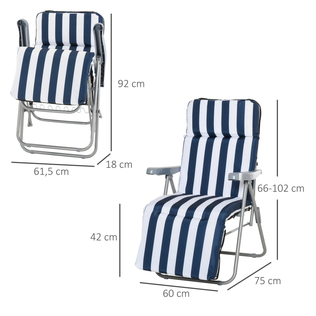 Sedia da giardino pieghevole con braccioli - Xylo - Set 2 pezzi blu 5 posizioni con cuscini