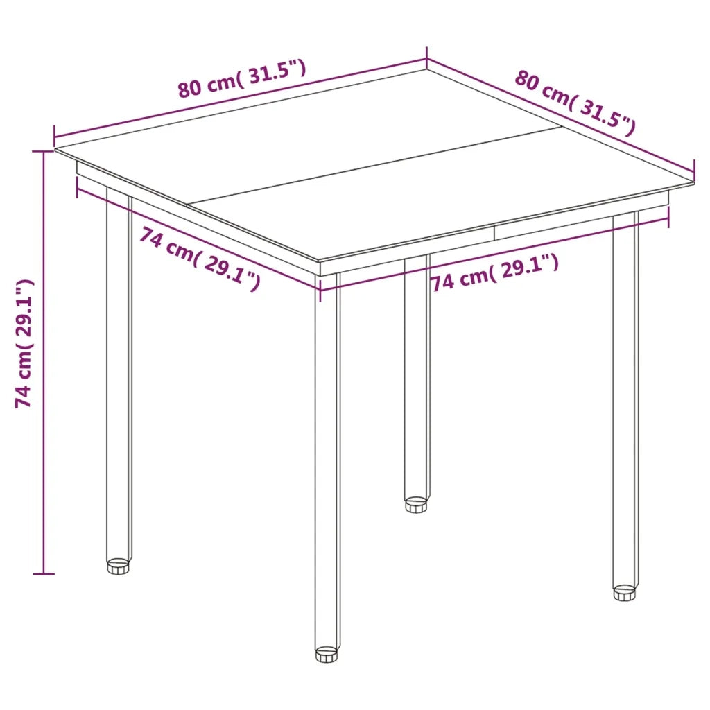 Set da Pranzo da Giardino 5 pz con Cuscini Polyrattan e Vetro 3099680