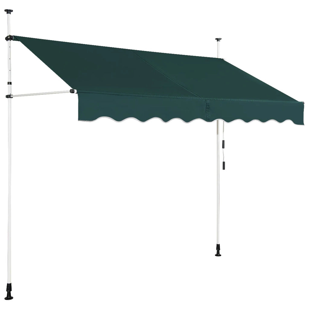 Tenda da sole retrattile 250 x 125 cm facile da montare e regolabile design moderno alluminio verde 20_0010432