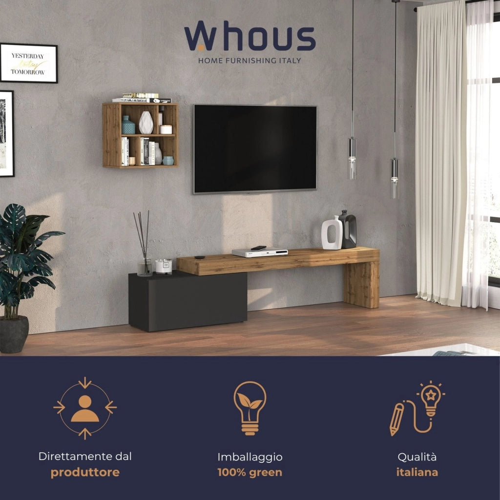 WHOUS Parete attrezzata Chronos set soggiorno antracite opaco e rovere 180/260x40 cm
