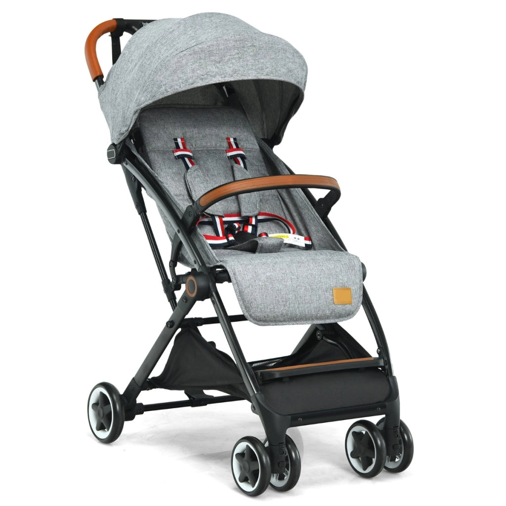 Passeggino pieghevole con telaio in alluminio schienale regolabili, Passeggino per bambini 0-3 anni Grigio-Passeggini per bimbi