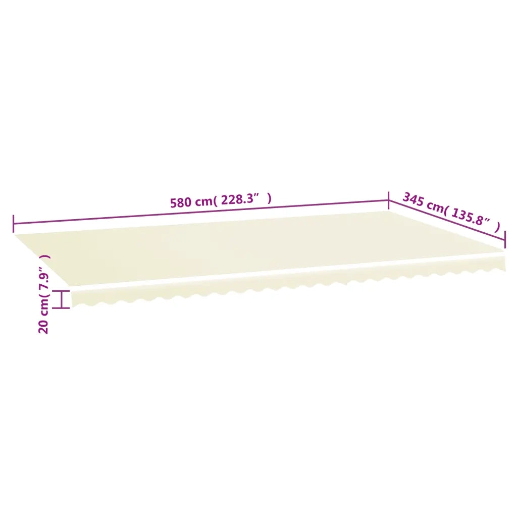 Tessuto di Ricambio per Tenda da Sole Crema 600x350 cm Poliestere 311934