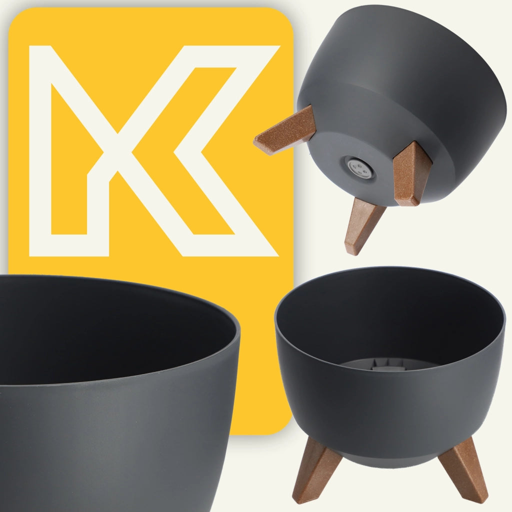 Vaso da fiori KADAX 24 cm con coperchio e piedini interni, colore antracite