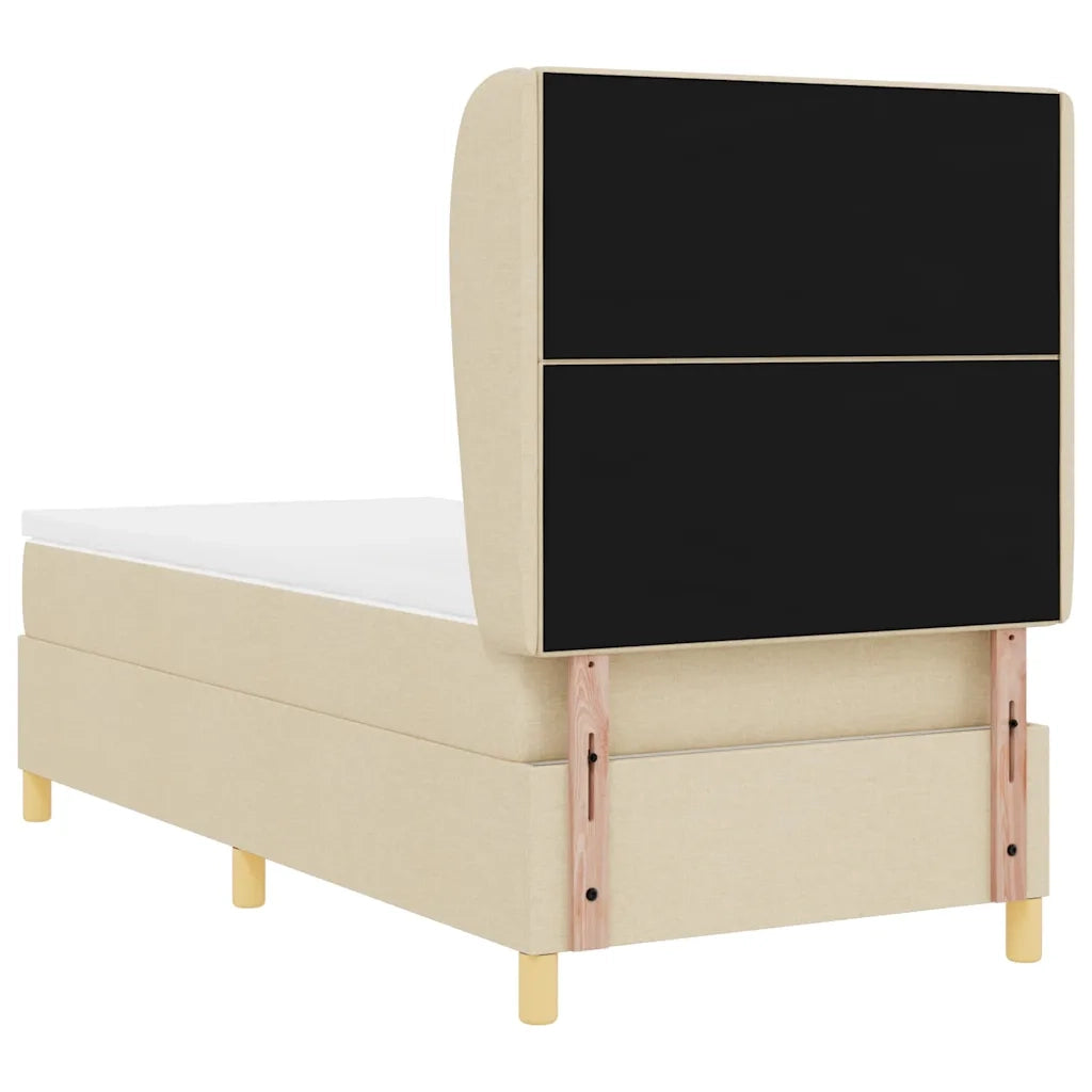 Letto a molle con materasso Crema 200 x 90 cm Tessuto 3340737