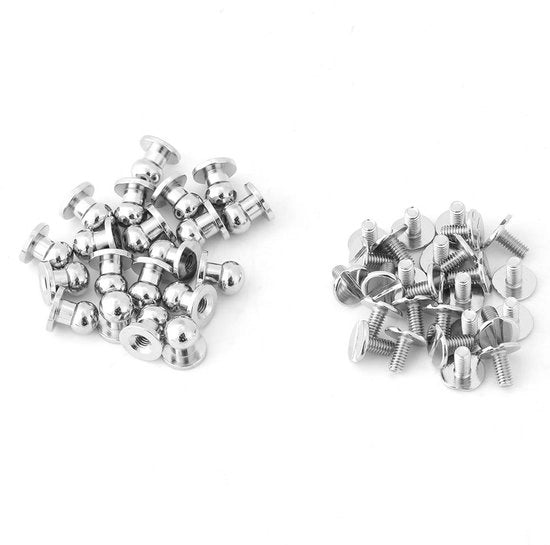 Accessori in Pelle per DIY - 20 pezzi - Testa Sferica - Materiale in Ottone - Accessori in Pelle per Fai da Te - Artigianato - Facile da Installare - Duraturo - Spilli