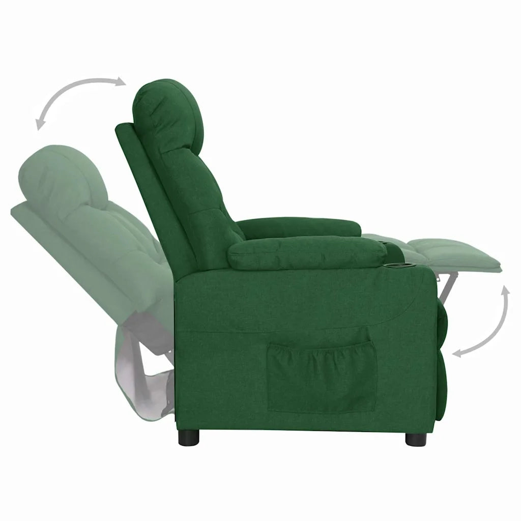 Divano Sedia-Poltrona Reclinabile in Tessuto Verde Scuro 228656