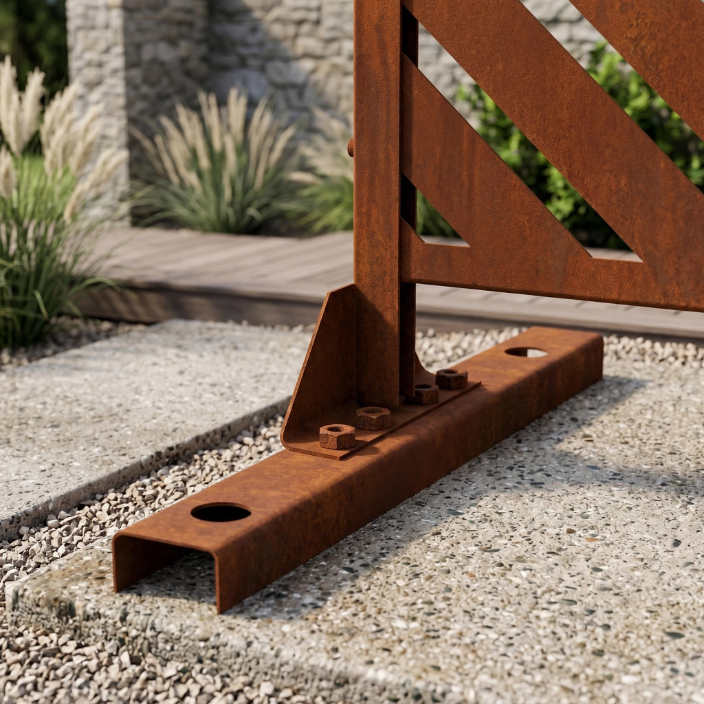 Pannello Divisorio Kekan con Struttura Decorativa in Acciaio Corten 180 x 120 cm - Marrone Ossidato casa.pro