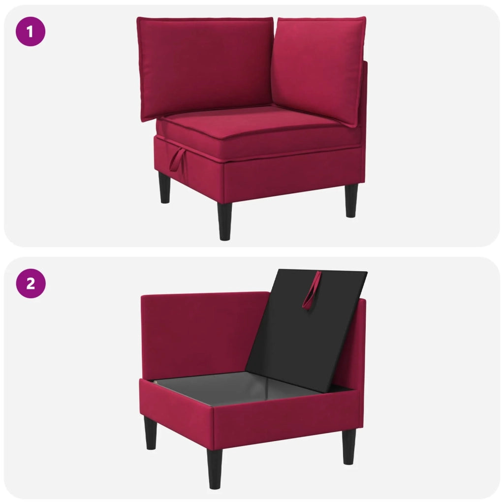 Divano con Stoccaggio Rosso Vino Velluto 42027081