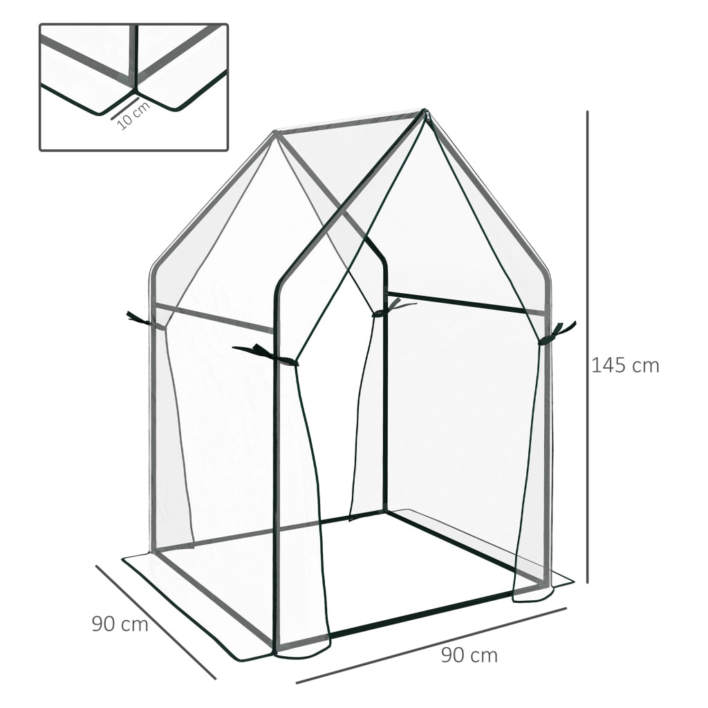 Serra compatta per piante rampicanti 90 x 90 x 145 cm, copertura trasparente in plastica, struttura in acciaio