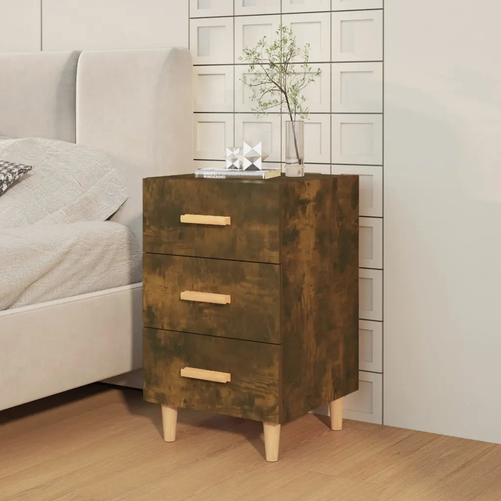 Comodino-Tavolino da notte Rovere Fumo 40x40x66 cm in Legno Multistrato 535272