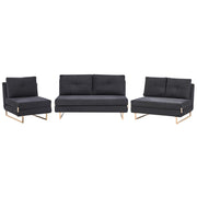 Set da salotto in tessuto nero 3 posti 2 posti e 1 posto a sedere per 6 persone Funzione letto pieghevole