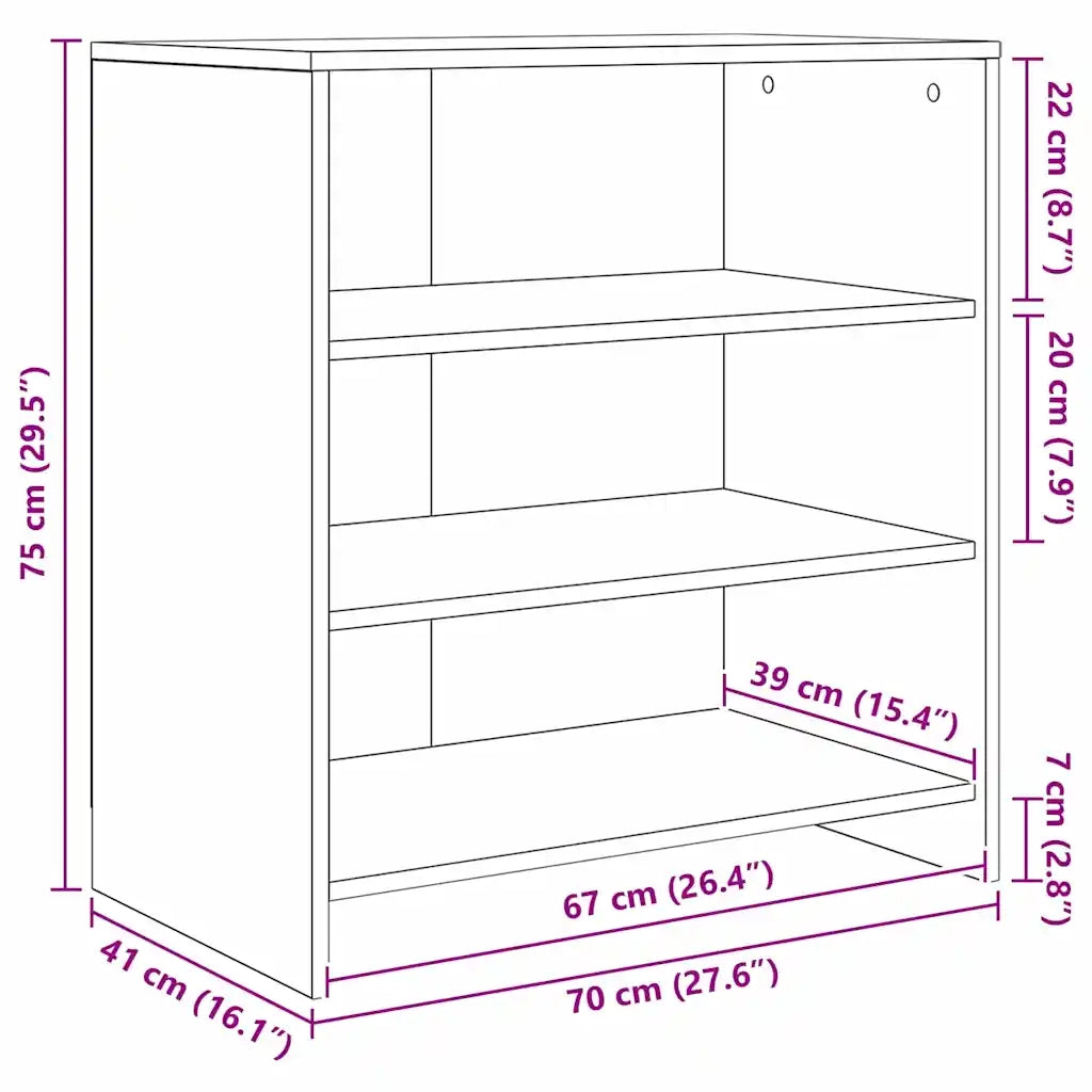 vidaXL Sideboards 2 pcs Rovere nero 70 x 41 x 75 cm Legno multistrato