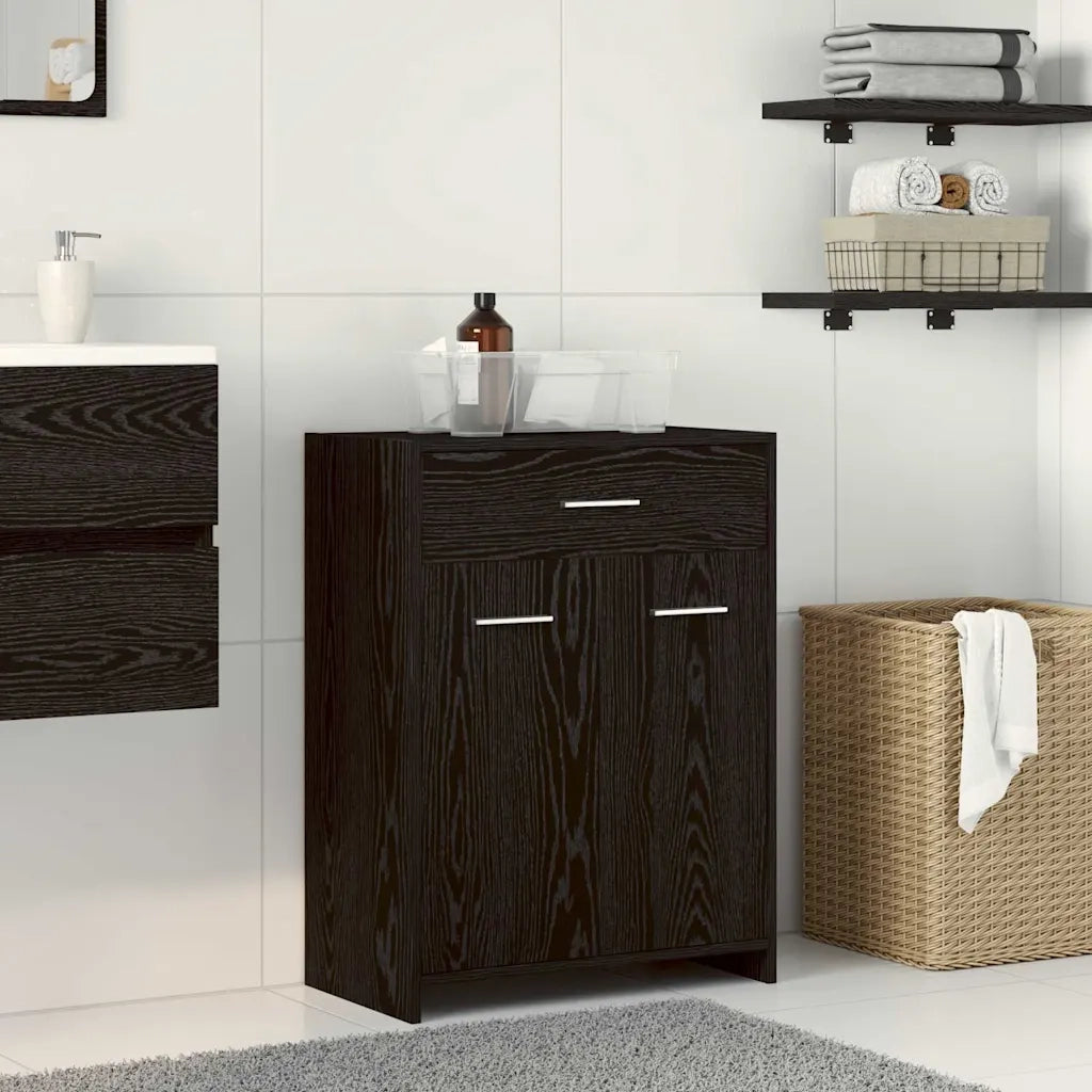 Mobile da Bagno Rovere Nero 60 x 33 x 80 cm Legno multistrato 862551