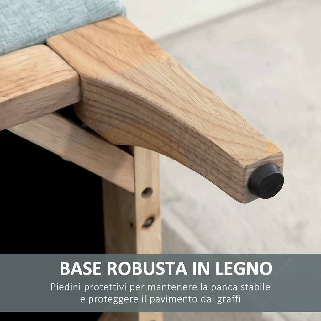 EasyComfort Panca Imbottita Contenitore in Tessuto con Design Scandinavo, 110x39x45Acm - Azzurro