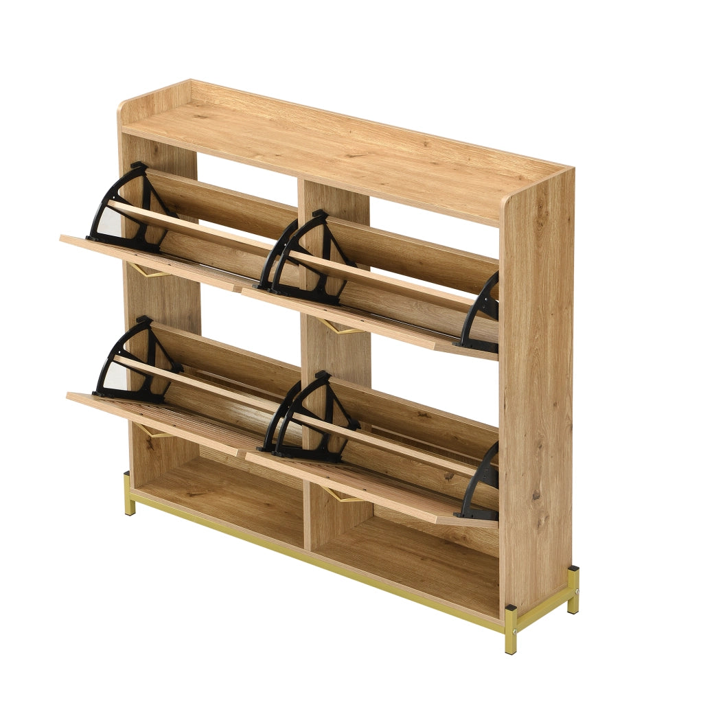 Mobile Scarpiera con 4 Ante e Ripiano; Struttura in Metallo; Stile Moderno; in MDF; Effetto Legno; 108;5×24×100 cm