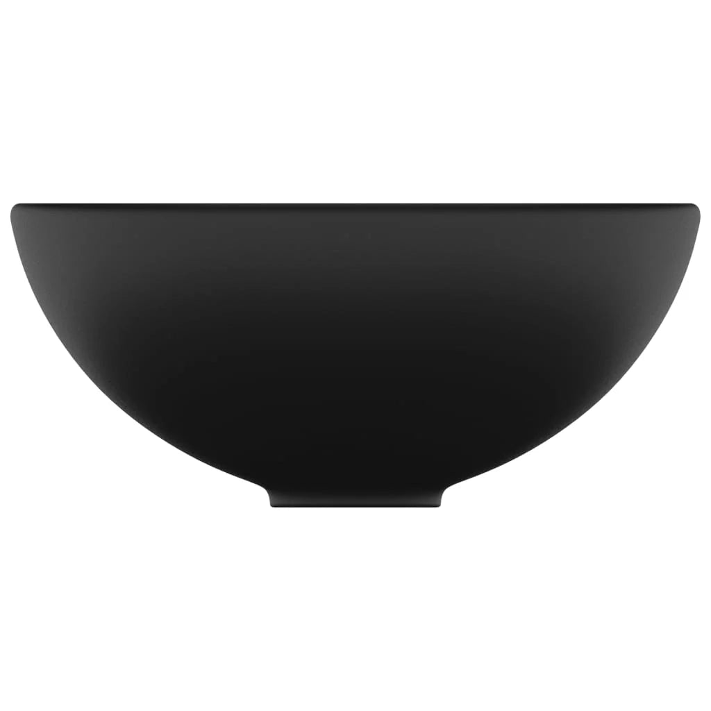 Lavabo da bagno rotondo 32,5 x 14 cm in ceramica nero opaco 02_0002717