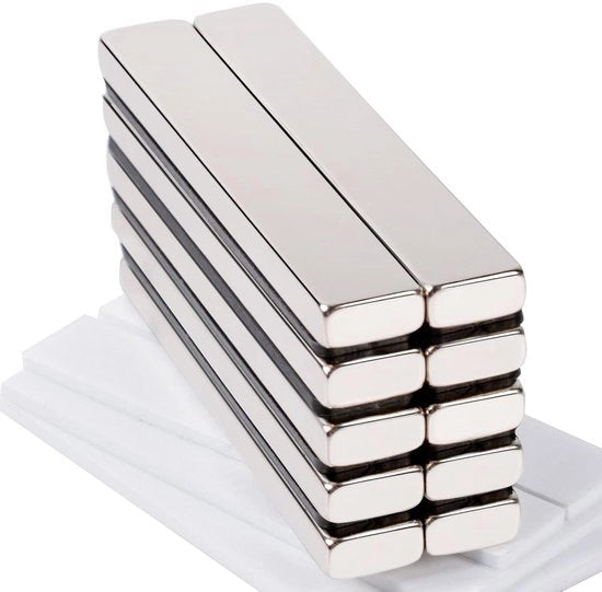 Magnetoni Neodymium extra forti, rettangolari, 60 x 10 x 5 mm, adesivi, panno magnetico, mobile cucina, mobile, ufficio, hobby, 10 pezzi
