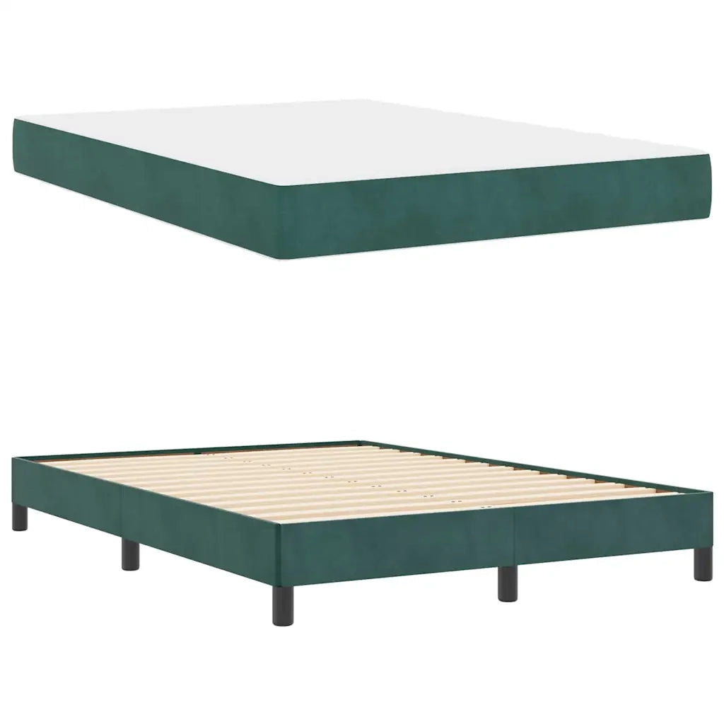 Letto a molle con materasso Verde Scuro 160 x 220 cm Tessuto