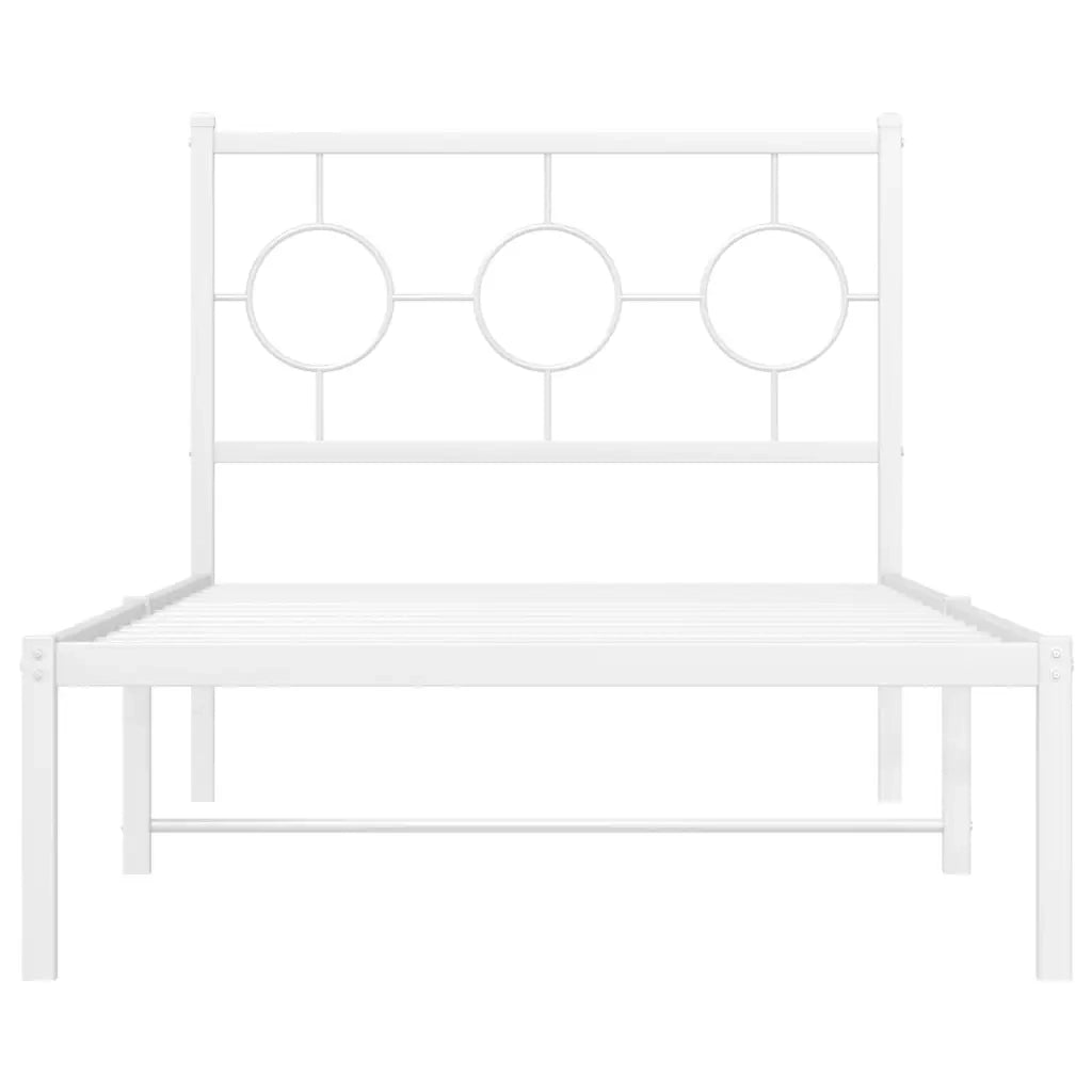 Giroletto con Testiera-Struttura Letto con testiera Metallo Bianco 90x200 cm 320530