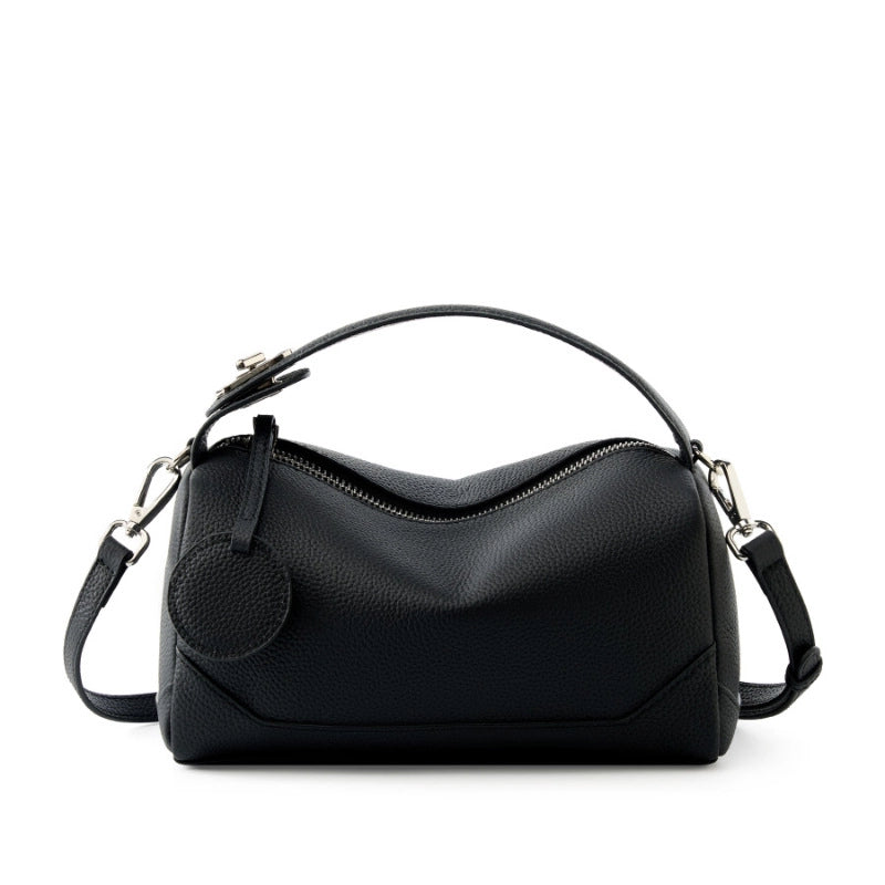 Borsa a tracolla da donna in vera pelle, nera