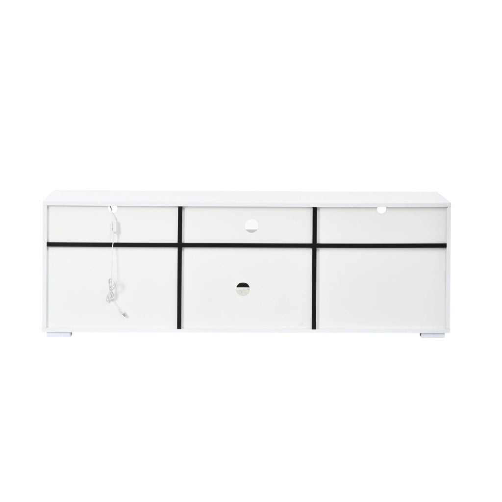 Mobile TV lucido, illuminazione a LED, in truciolato, 150 ¡Á 35 ¡Á 50 cm, bianco e nero