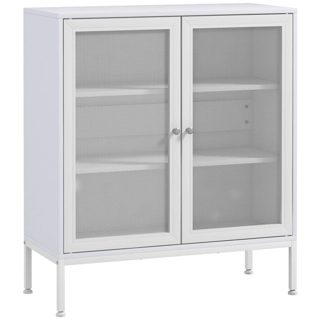Consolle Ingresso con Ante Metallo e Ripiani ¨C Xylo ¨C Bianco 80x37x92 cm
