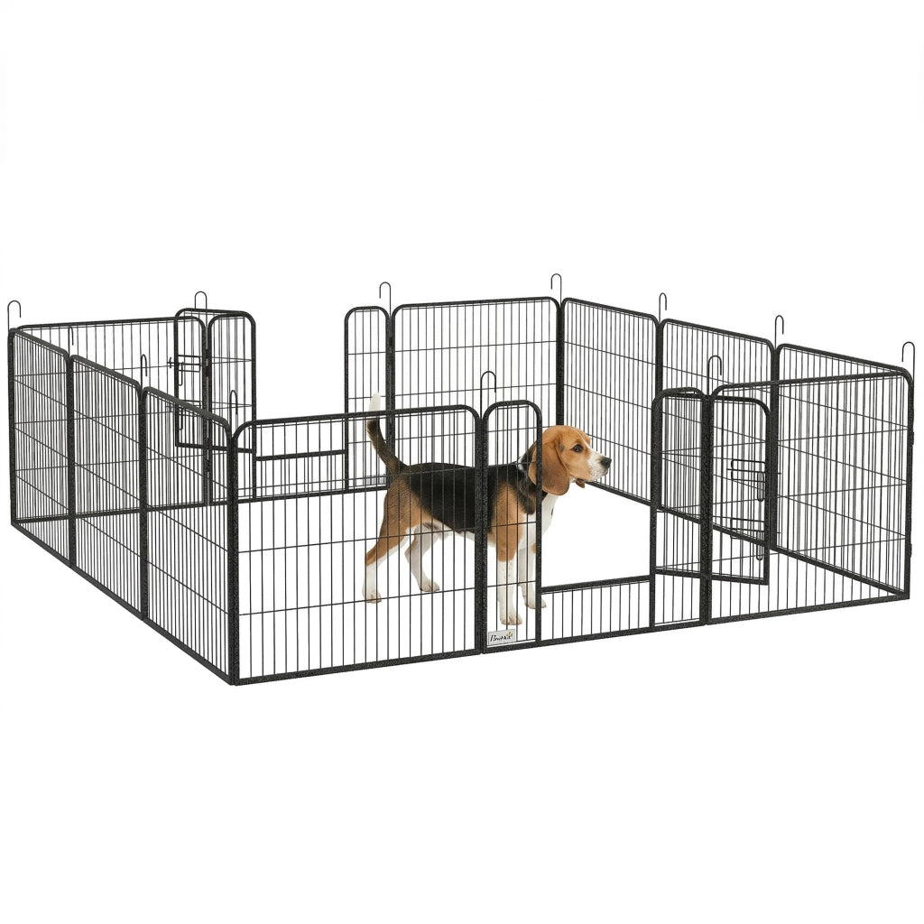 Recinto per cani ¨C zephmum ¨C 12 pannelli 80x80 cm 2 porte grigio