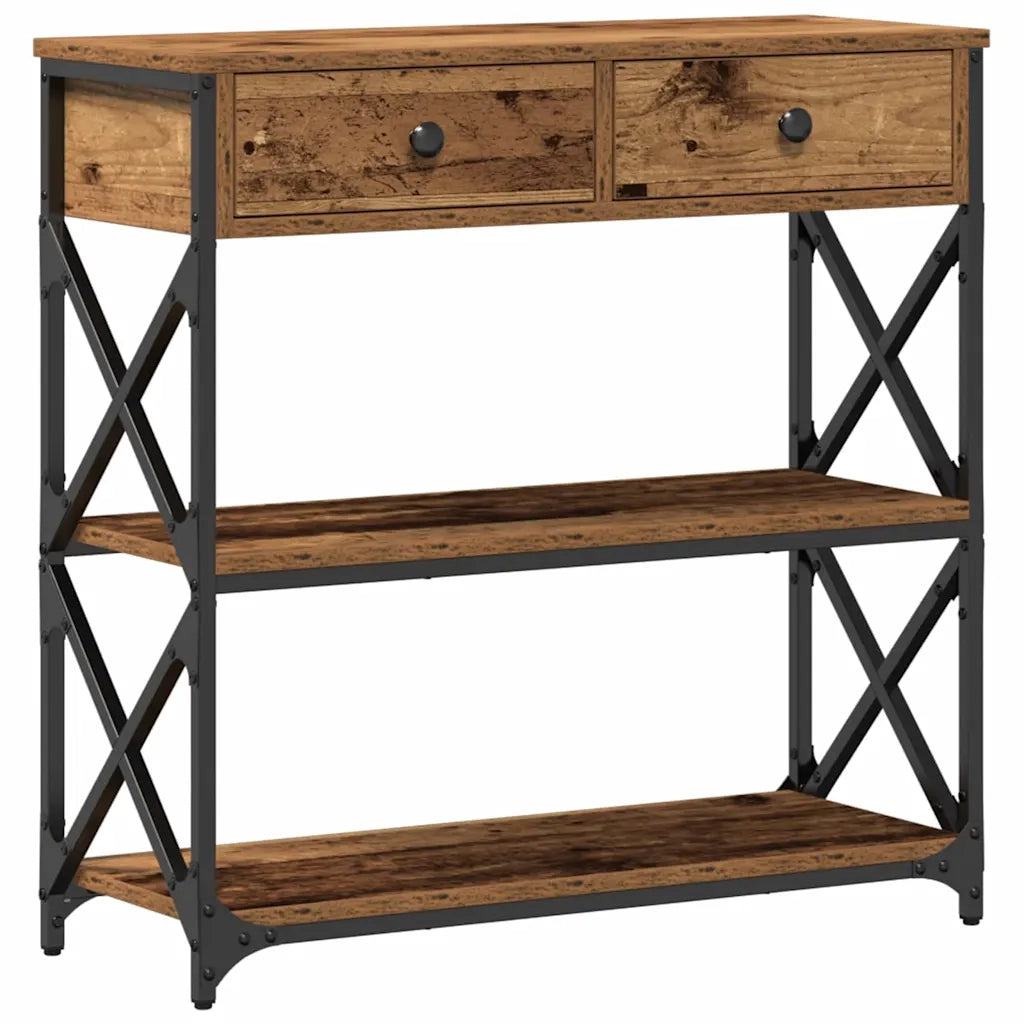 Tavolo Consolle | Tavolo d'Ingresso con cassetto Legno vecchio 75 x 28 x 75 cm
