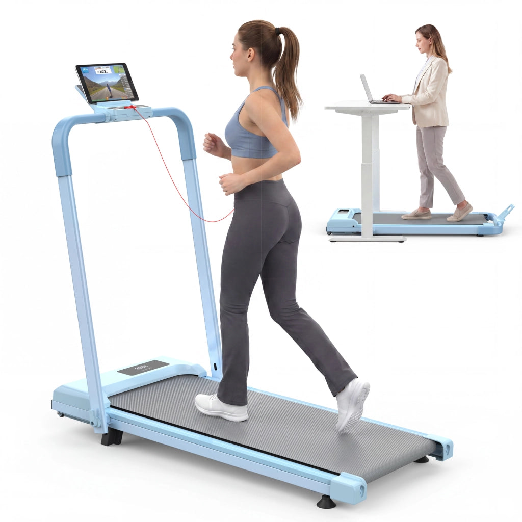 TAPIS ROULANT 3 IN 1 Pieghevole con inclinazione 10%, Blu, Acciaio