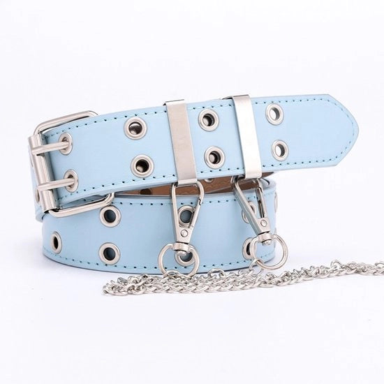 Riema punk - 110*3.3cm - Riema a spillo - Riema unisex con doppio foro - Stile punk - Riema per giochi di ruolo - Riema hip hop - Abbigliamento gotico riema - Riema stile hip hop punk - Moda casual denim - Decorativa cintura a catenella