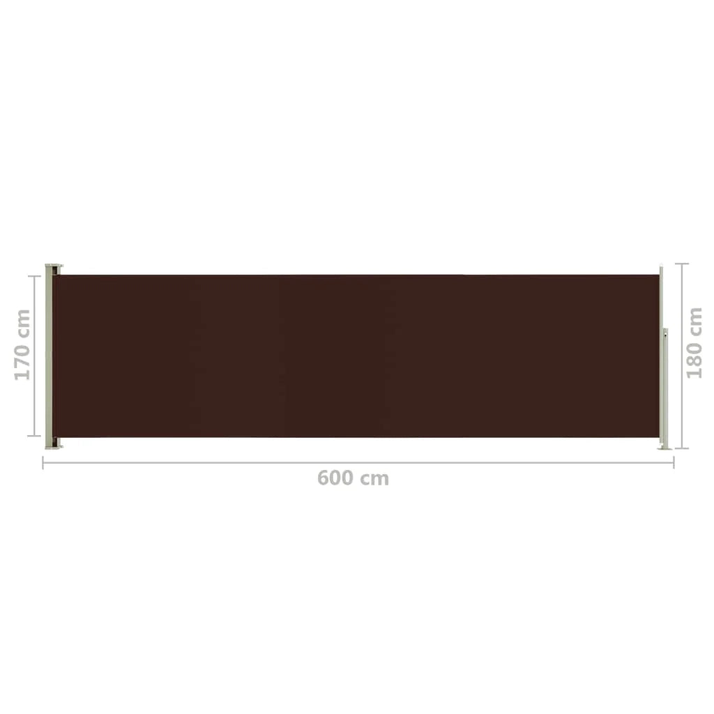 Tenda da sole laterale retrattile/schermo protettivo per patio giardino terrazza balcone 180 x 600 cm marrone 02_0007345