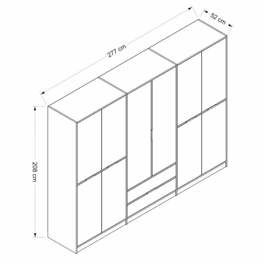 Armadio Camera da Letto Gaspard, Guardaroba Grande Appendiabiti, 277x208h cm Bianco e Marrone noce\