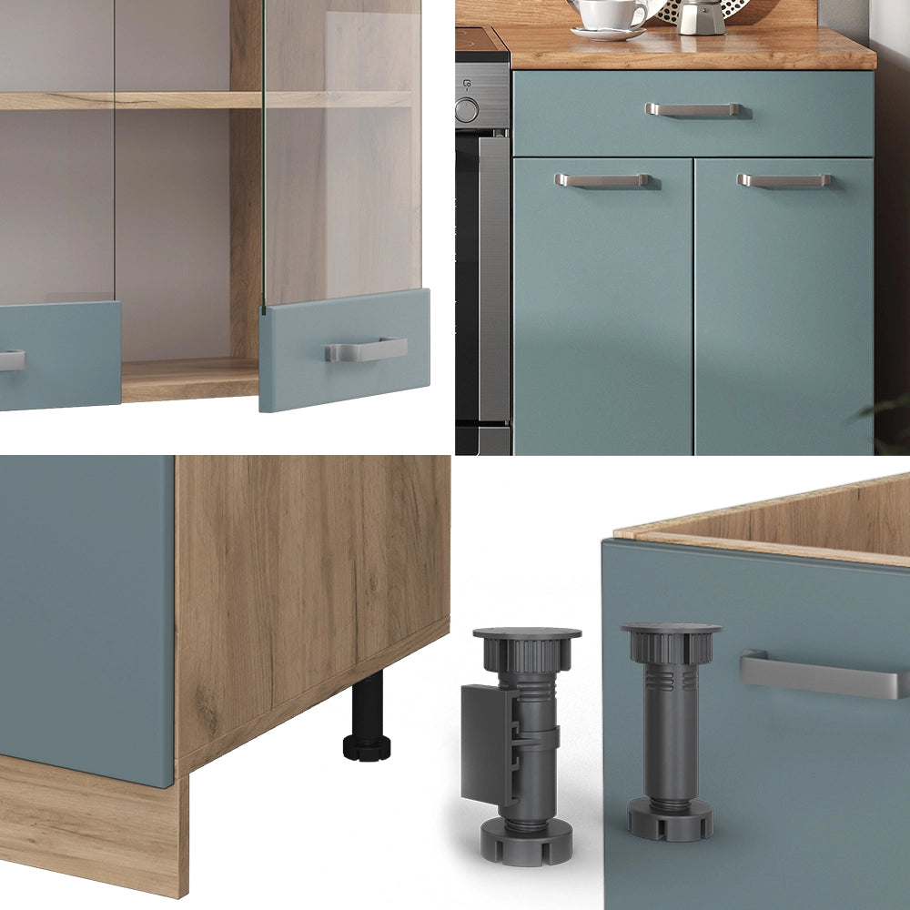 Vicco Cucina componibile Rovere blu-grigio/oro 200 cm senza piano di lavoro