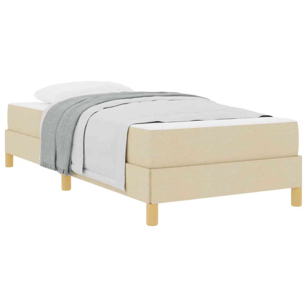 Letto a molle con materasso Crema 90 x 190 cm Tessuto