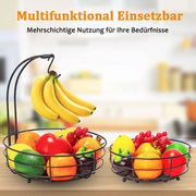 Fruitiera a due livelli con contenitore per banane, ciotola di metallo per frutta, per cucina, in piedi, vassoio per frutta moderno, contenitore decorativo per verdure, ciotola per frutta, marrone